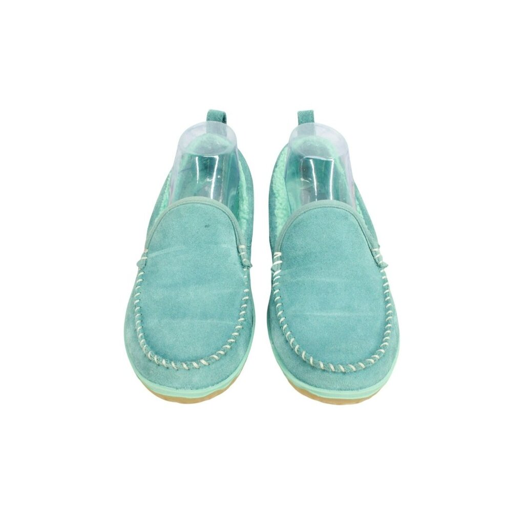 LL Bean Green Suede Slip-On Fleece Lined Mountain Moccasin Slippers Size 8 M - Picture 5 of 9